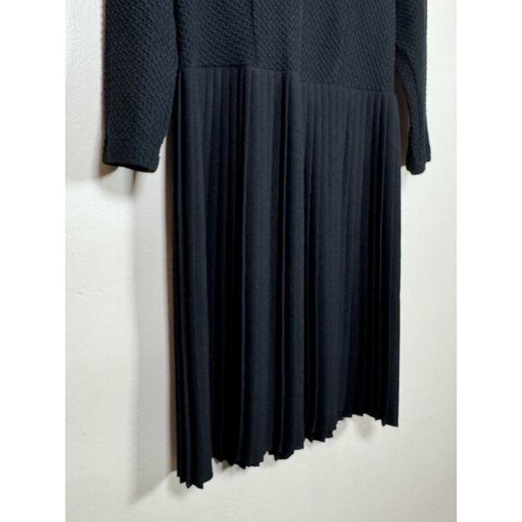 Ganni x Anthropologie Fulton Black Pleated Knit A-Line Cocktail Mini Dress Small - Picture 3 of 13